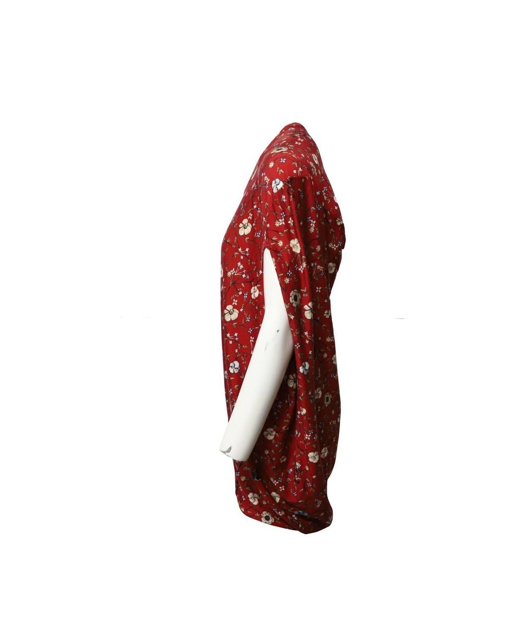 McQueen Red Preloved Asymmetric Back Draped Floral Dress