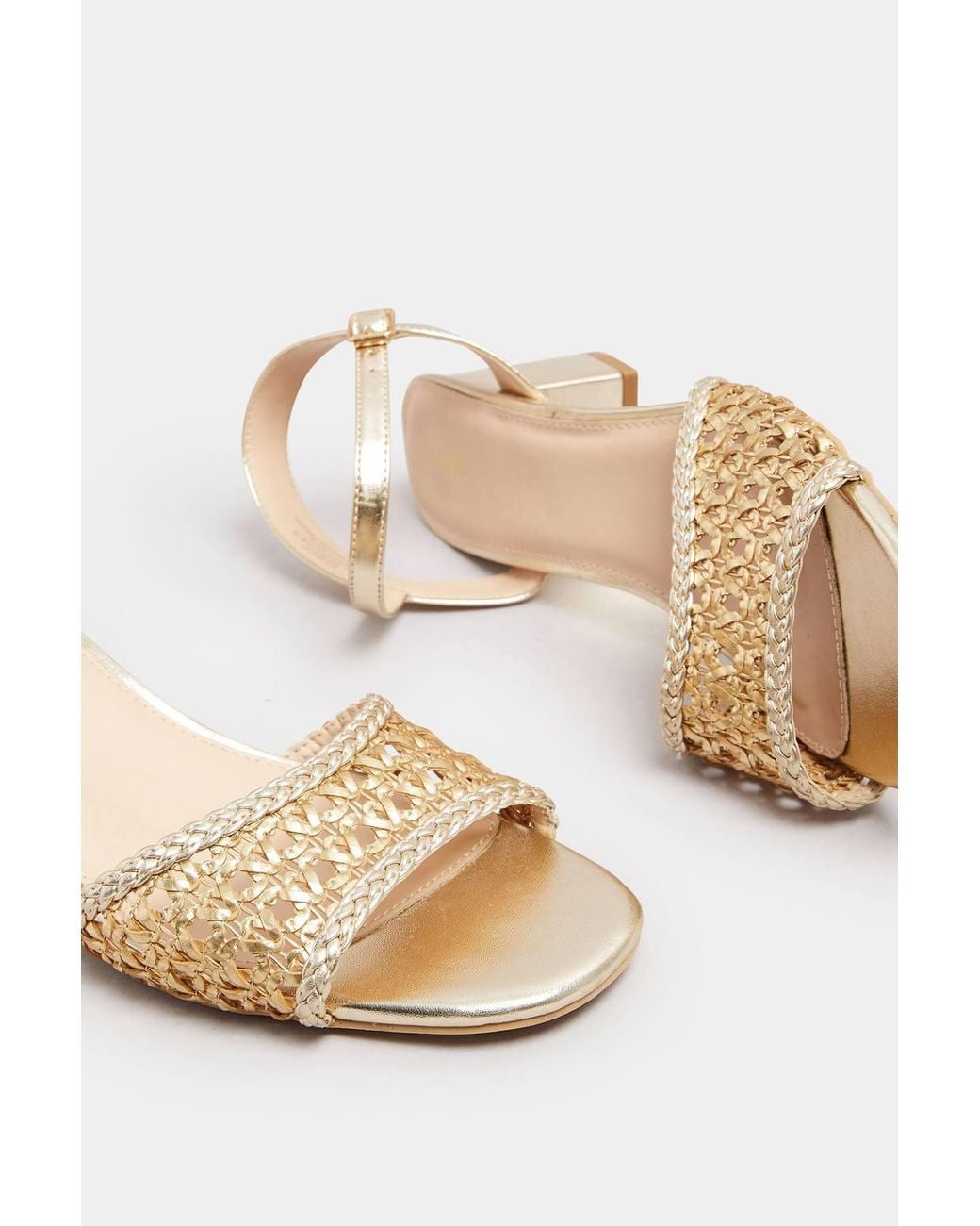 Long Tall Sally Natural Woven Strap Block Heels