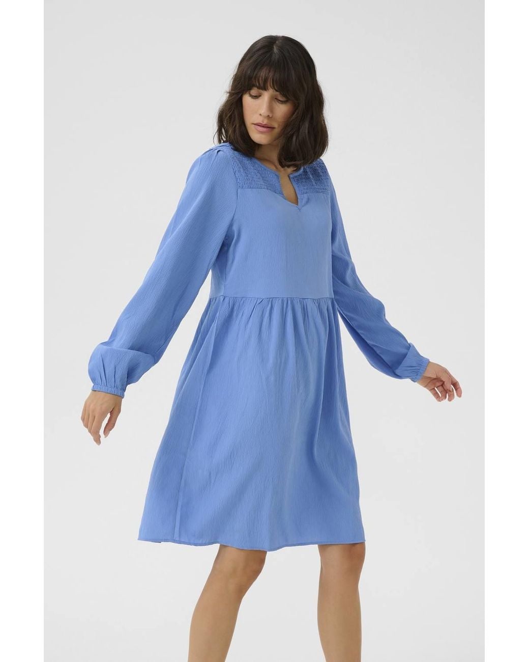 Kaffe Blue Kalinda A-Line Fit Long Sleeve Dress