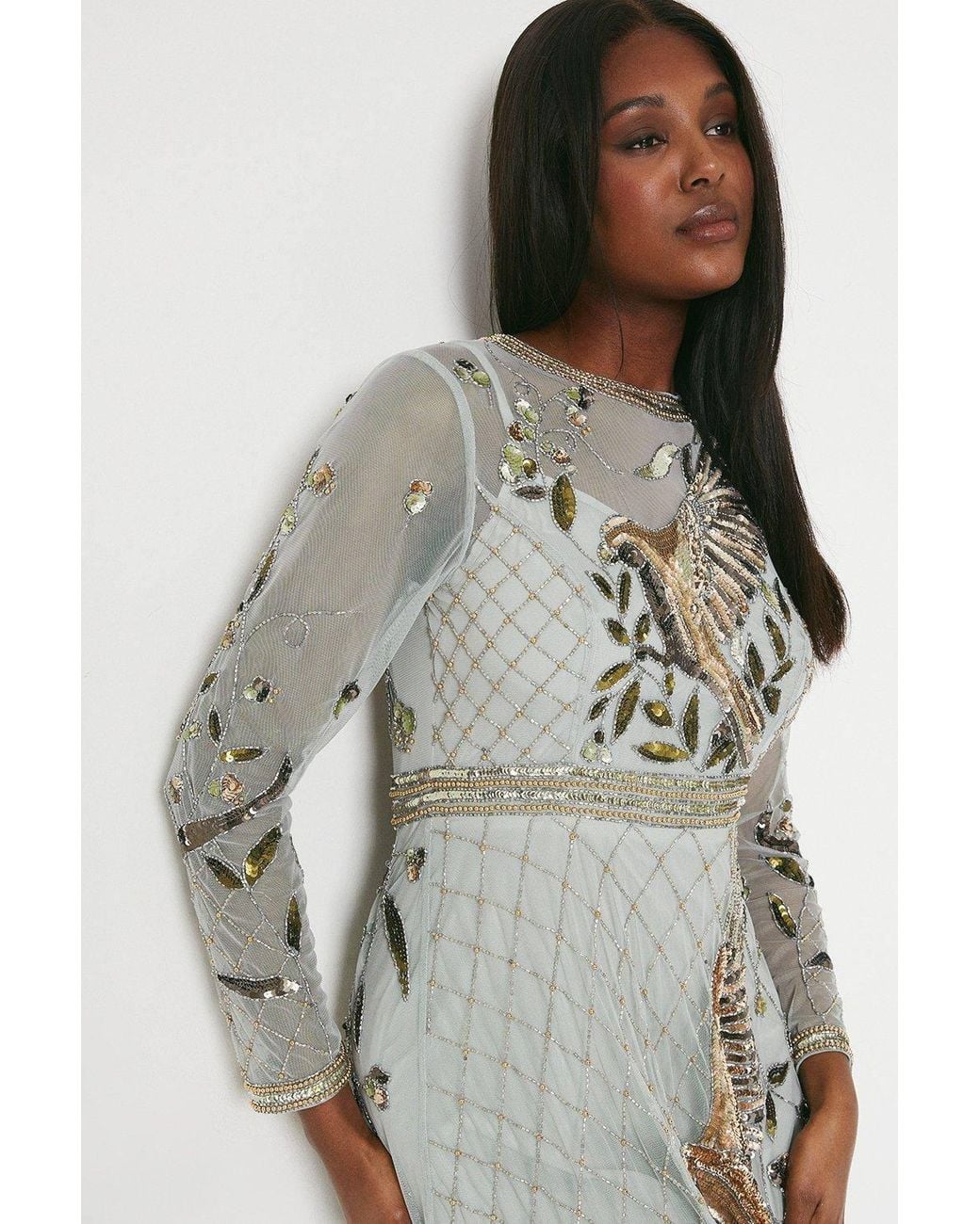 Coast Gray The Collector Hand Embellished Maxi Dress