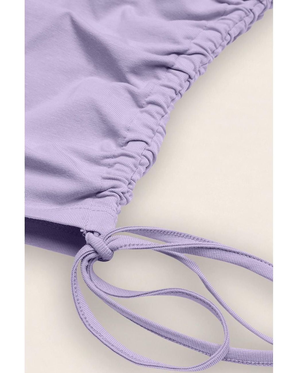 Enorsia Purple Ruched Side Seam Short Sleeve T-Shirt