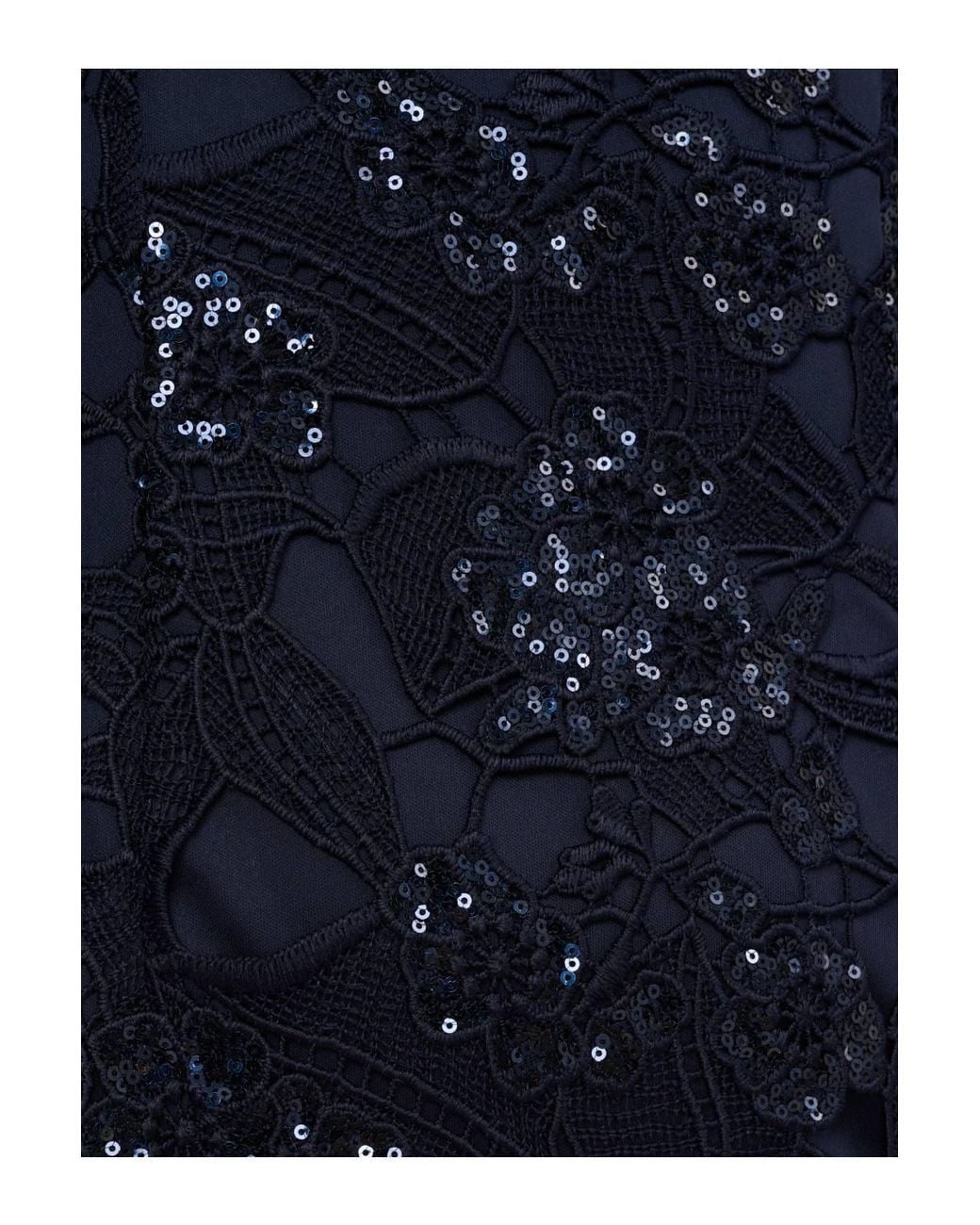Adrianna Papell Blue Sequin Lace Combo Column Gown Dress
