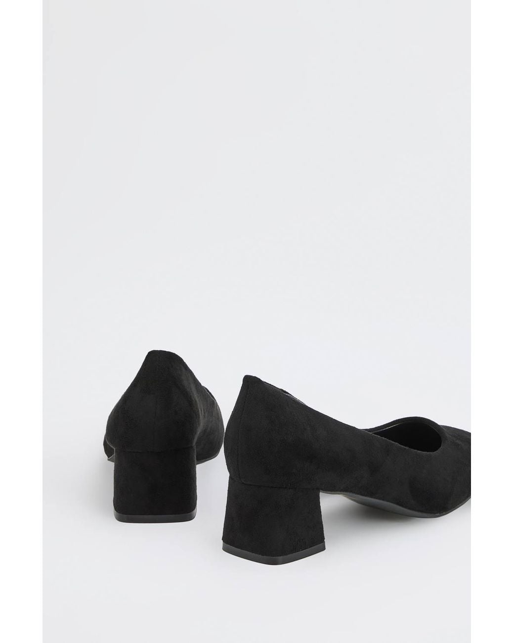 Wallis Black Vina Faux Suede Medium Block Heel Court Shoes