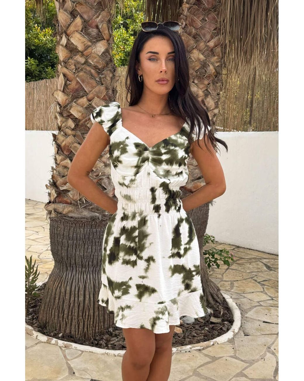 AX Paris Black Smudge Print Frill Hem Mini Dress