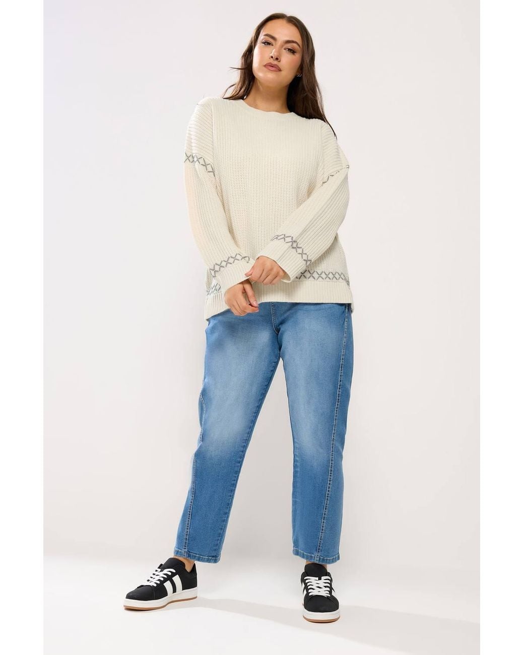 Yours Natural Blanket Stitch Jumper