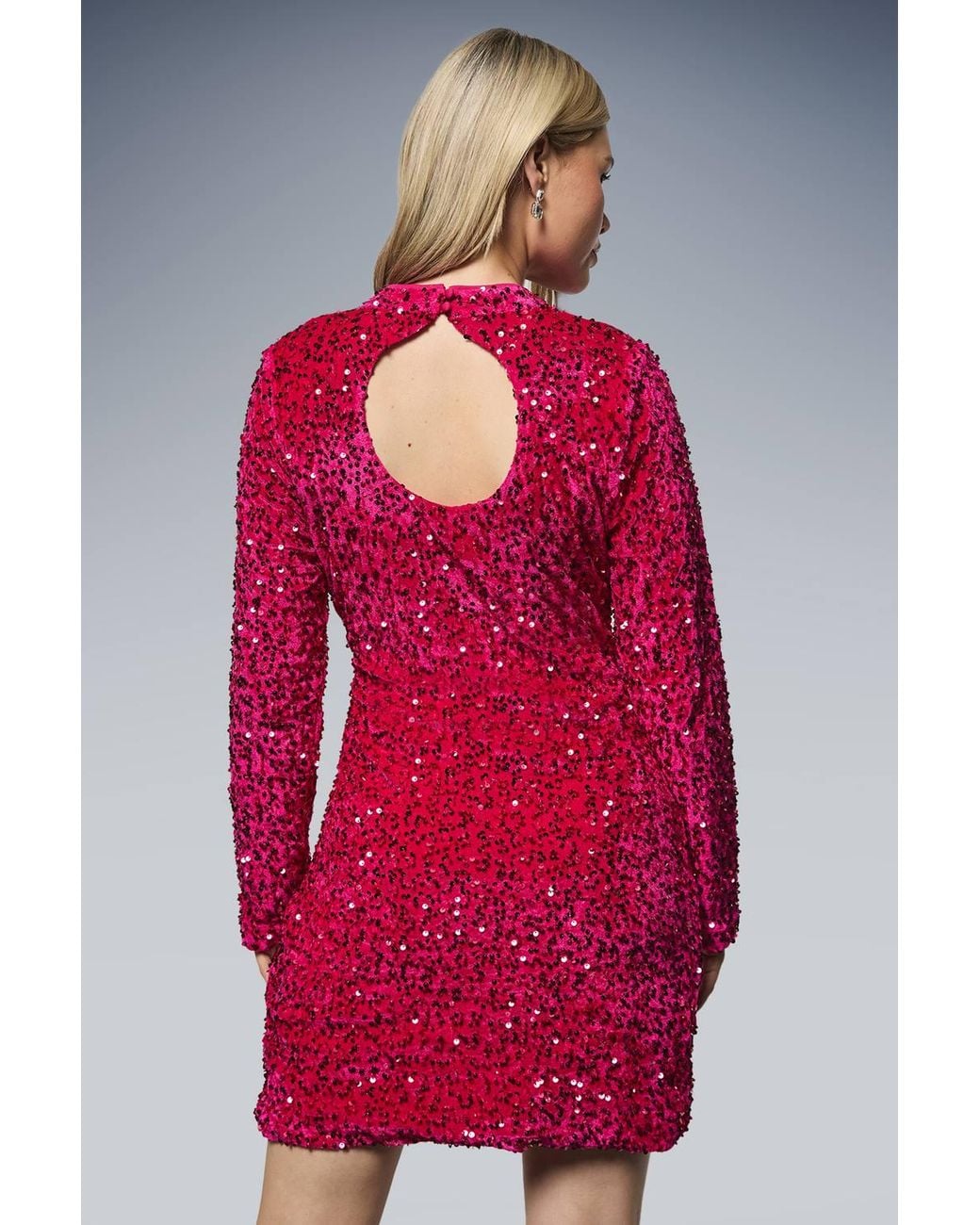 Dorothy Perkins Red Velvet Sequin Mini Dress