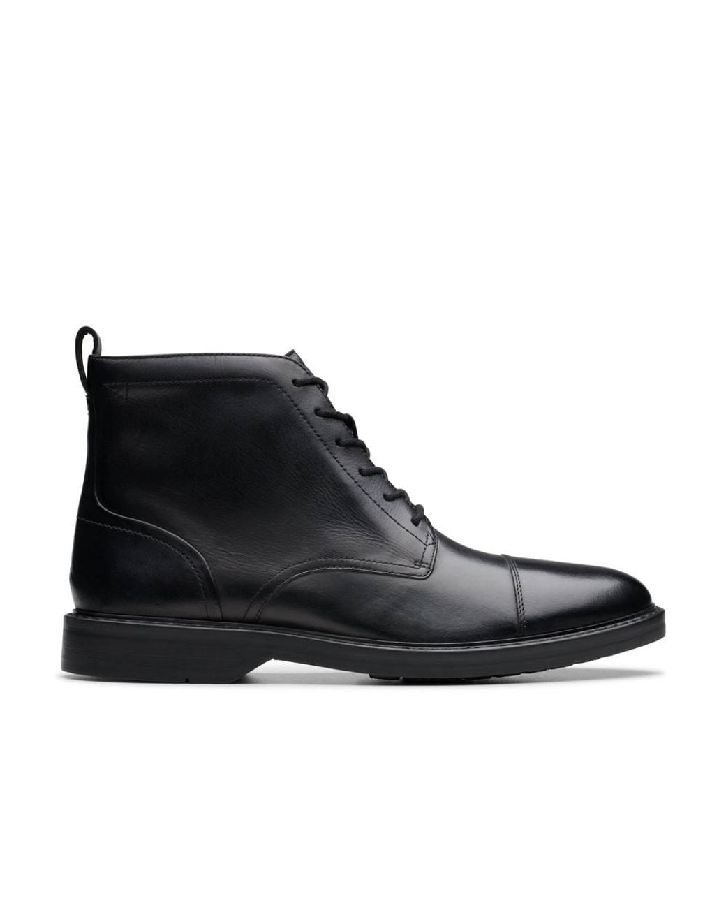 Clarks Black Aldwin Cap Leather Ankle Boots, Lace Up for men