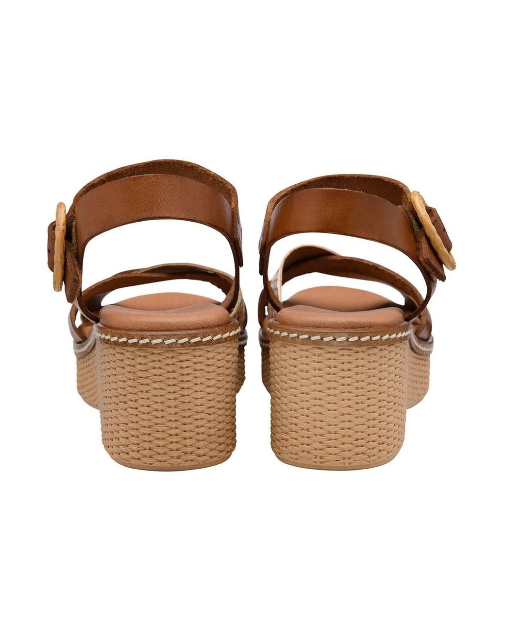 Lotus Brown 'Amalia' Leather Wedge Sandals
