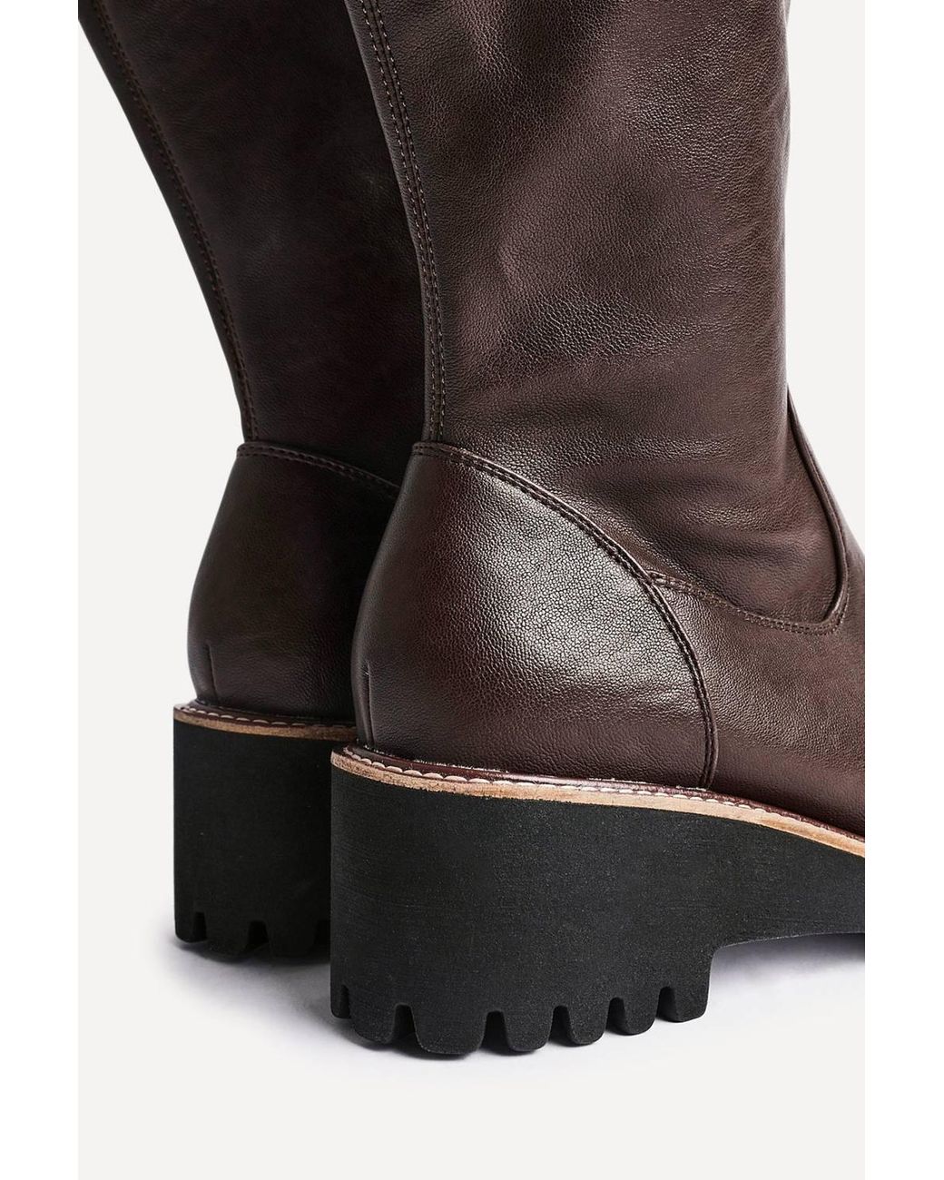 Linzi Black Maintain Wide Fit Faux Leather Stretch High Leg Wedge Boot