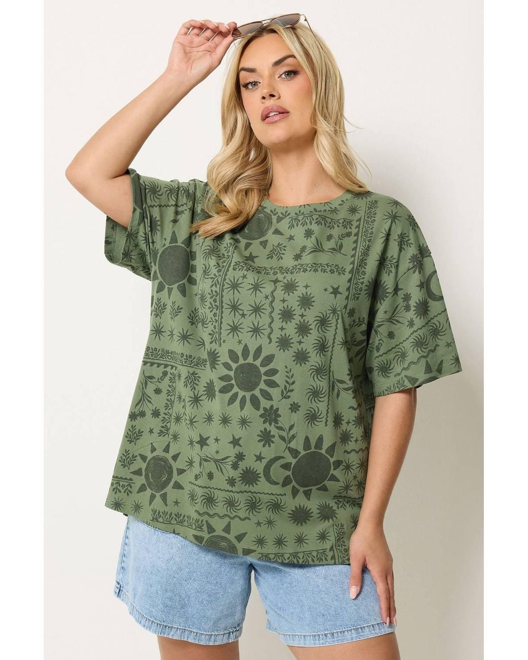 Yours Green Summer Print Boxy T-Shirt