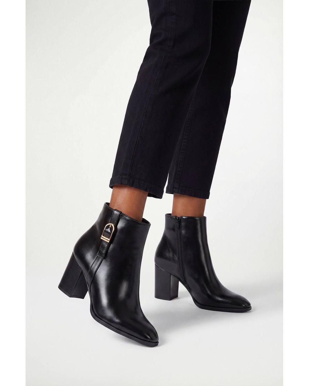 Wallis Black Sophie Faux Leather Buckle Detail Ankle Boots