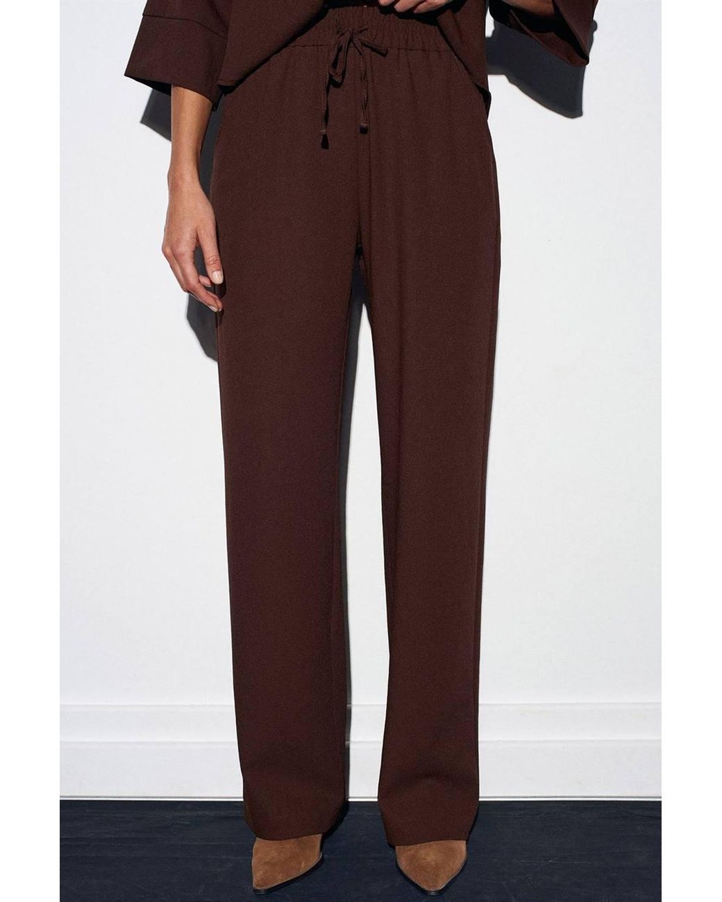 Dilvin Red Wide-Leg Crepe Trousers