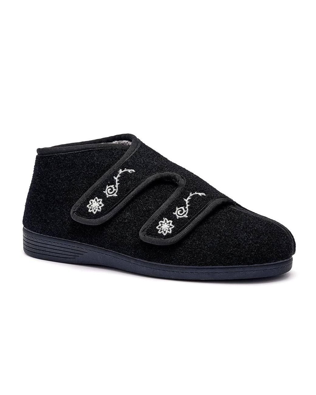 Hotter Black Wide Fit 'Nest' Bootie Slippers