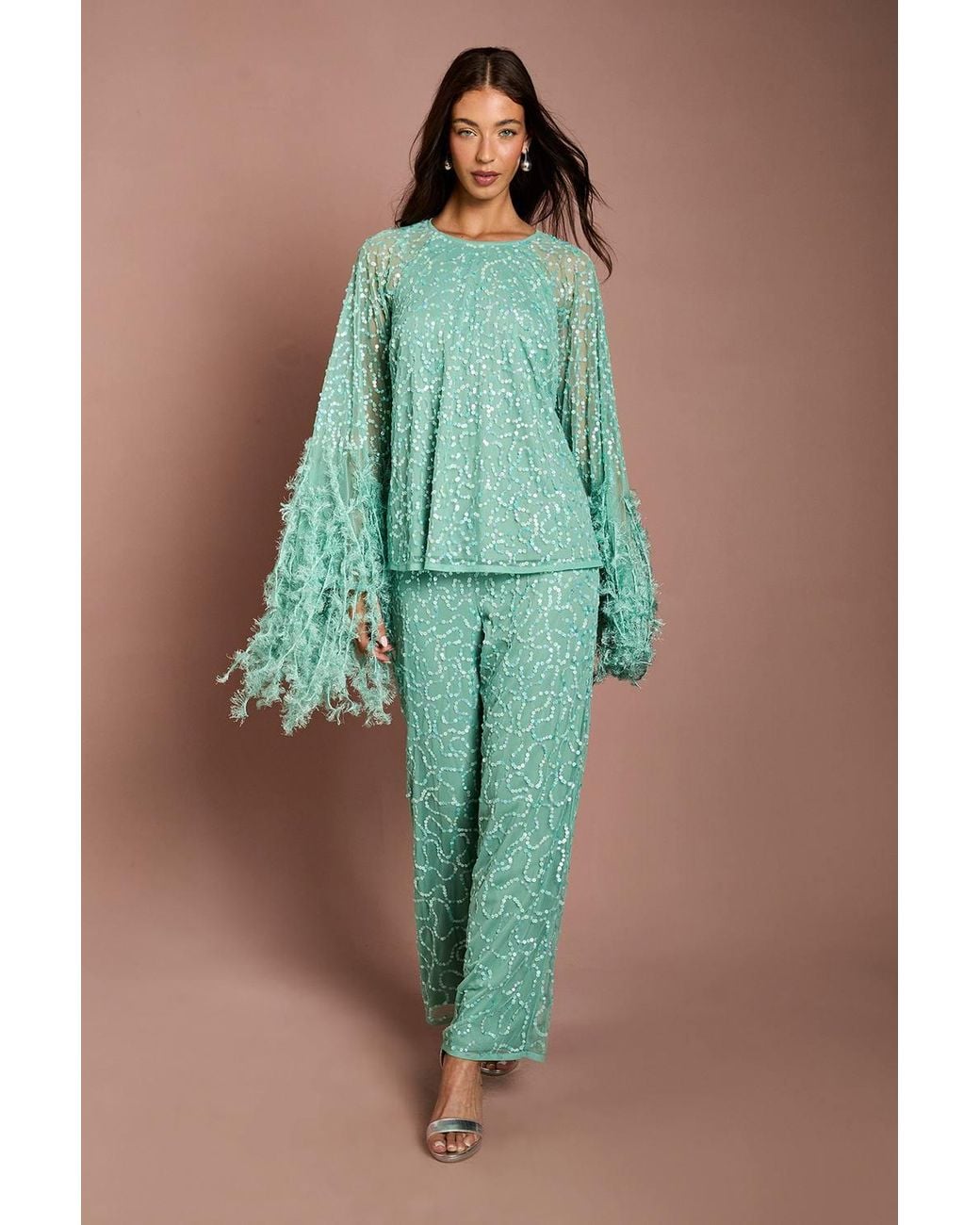 Coast Green Wide Leg Sequin Trouser