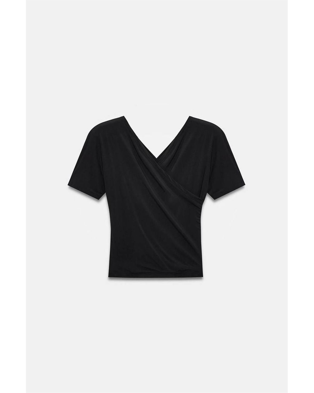 Dilvin Blue Slim Fit V-Neck Jersey Blouse