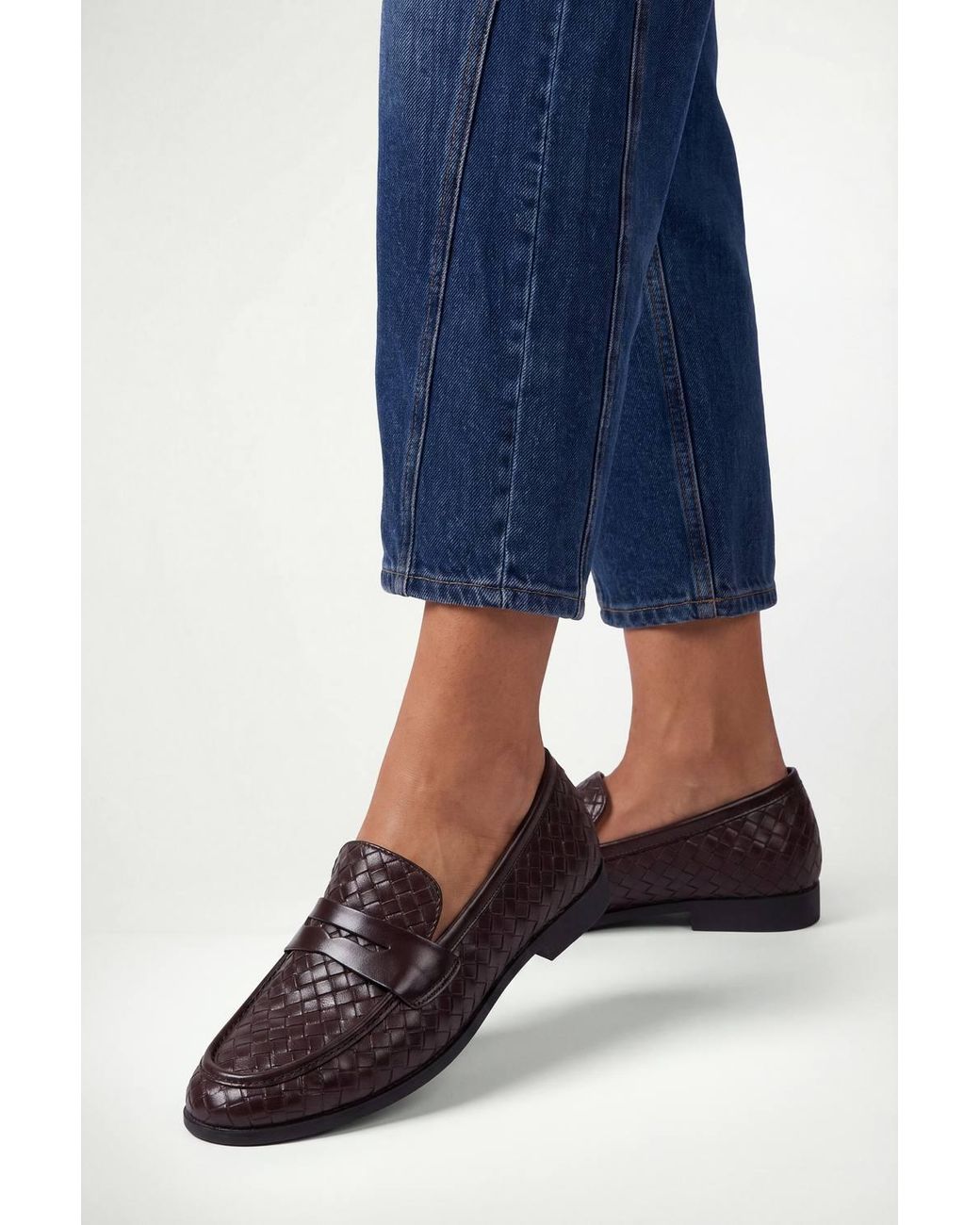 Wallis Blue Billie Faux Leather Woven Loafers