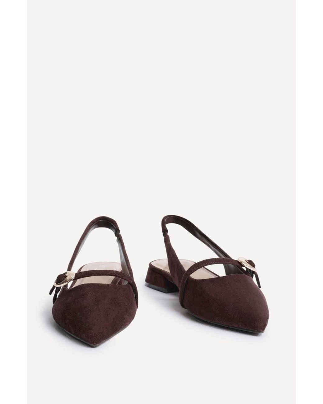 Linzi White Align Faux Suede Ballet Flats