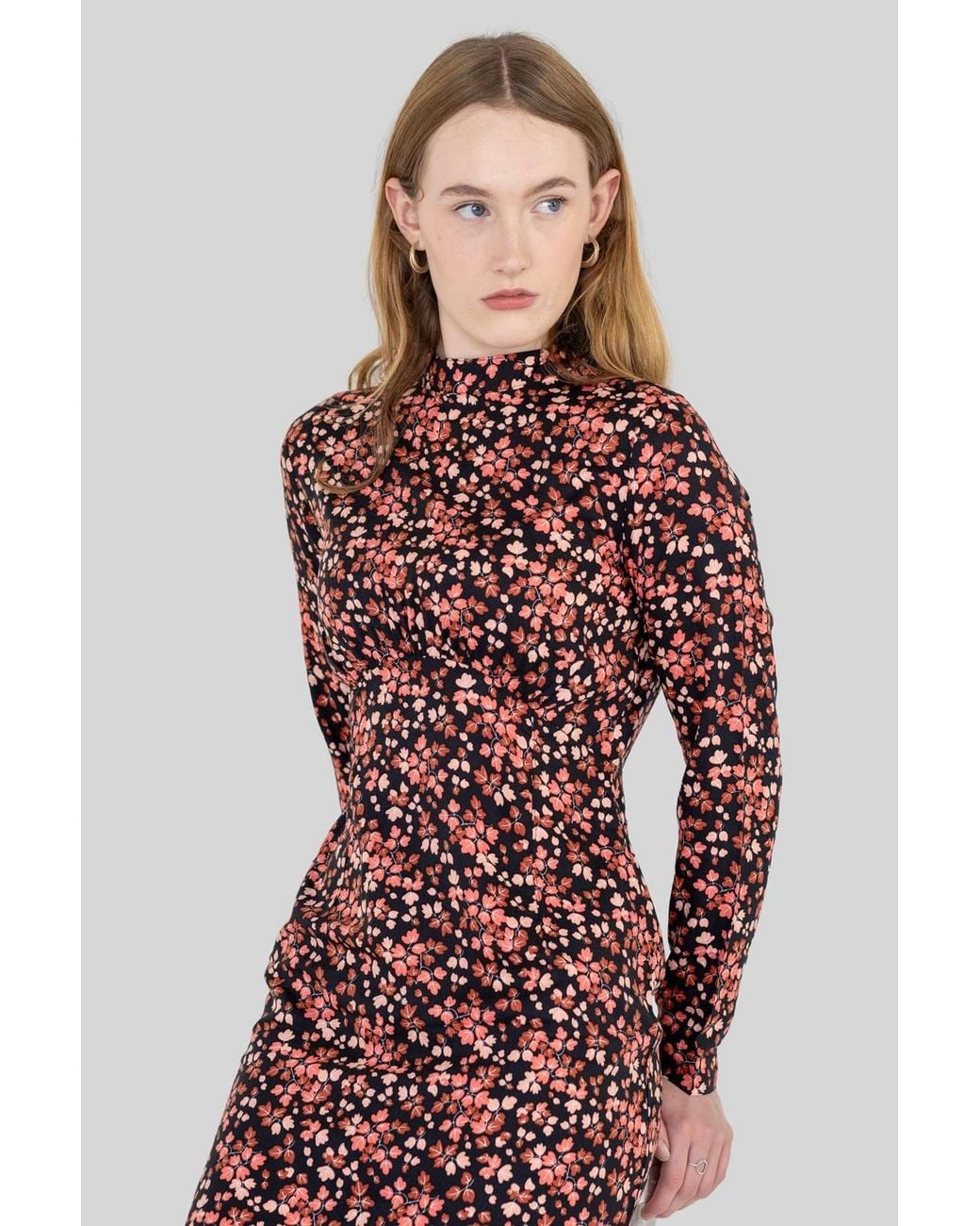 Enorsia Red Tie Neck Midi Dress