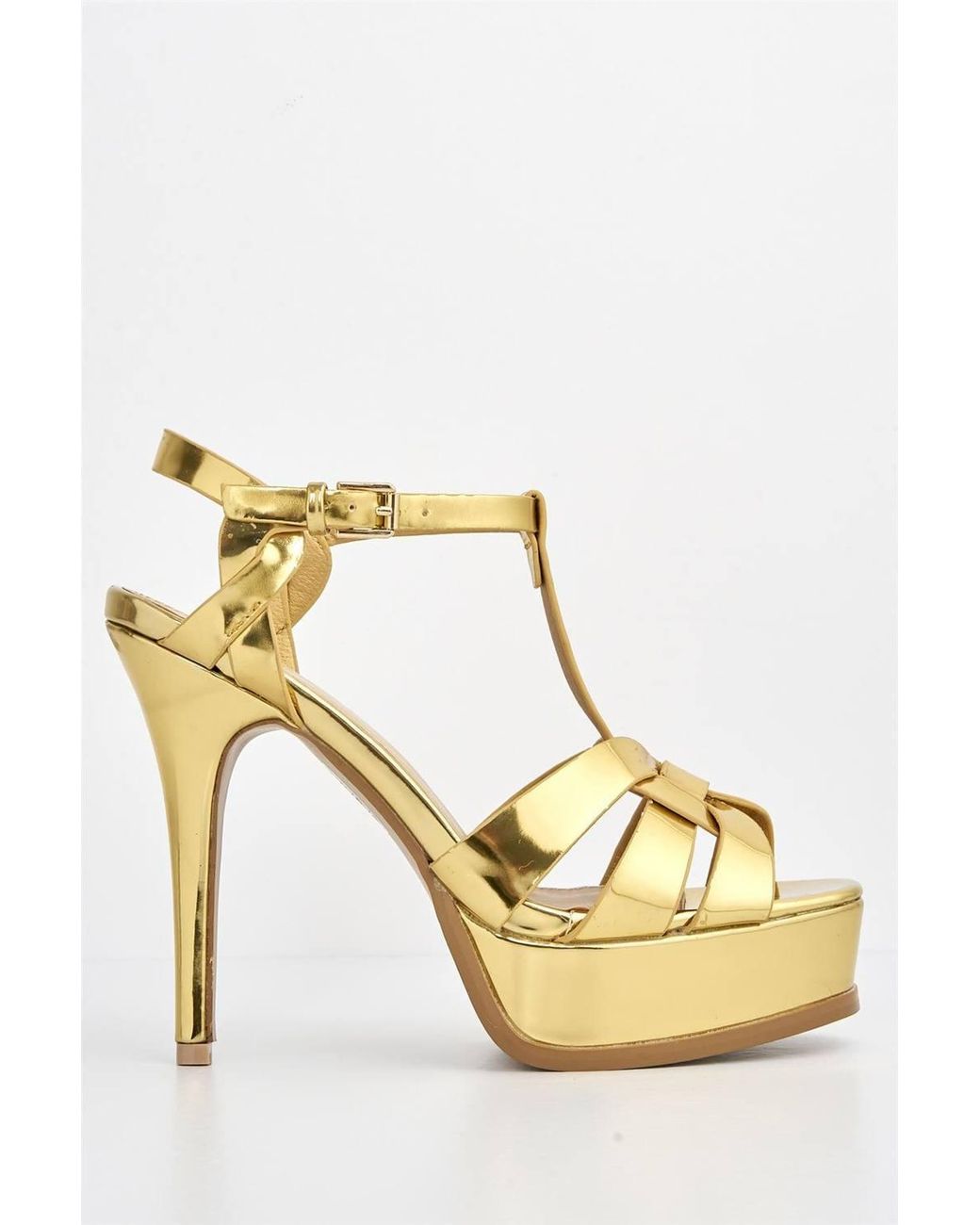 Miss Diva White Tani High Platform T-Bar Ankle Strap Sandals