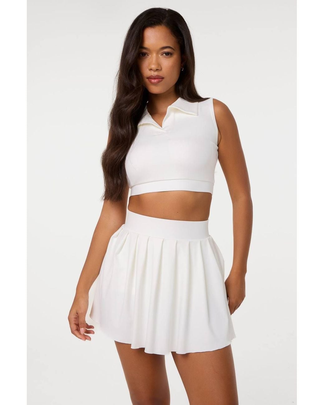 Pink Vanilla White Collar Active Crop Top