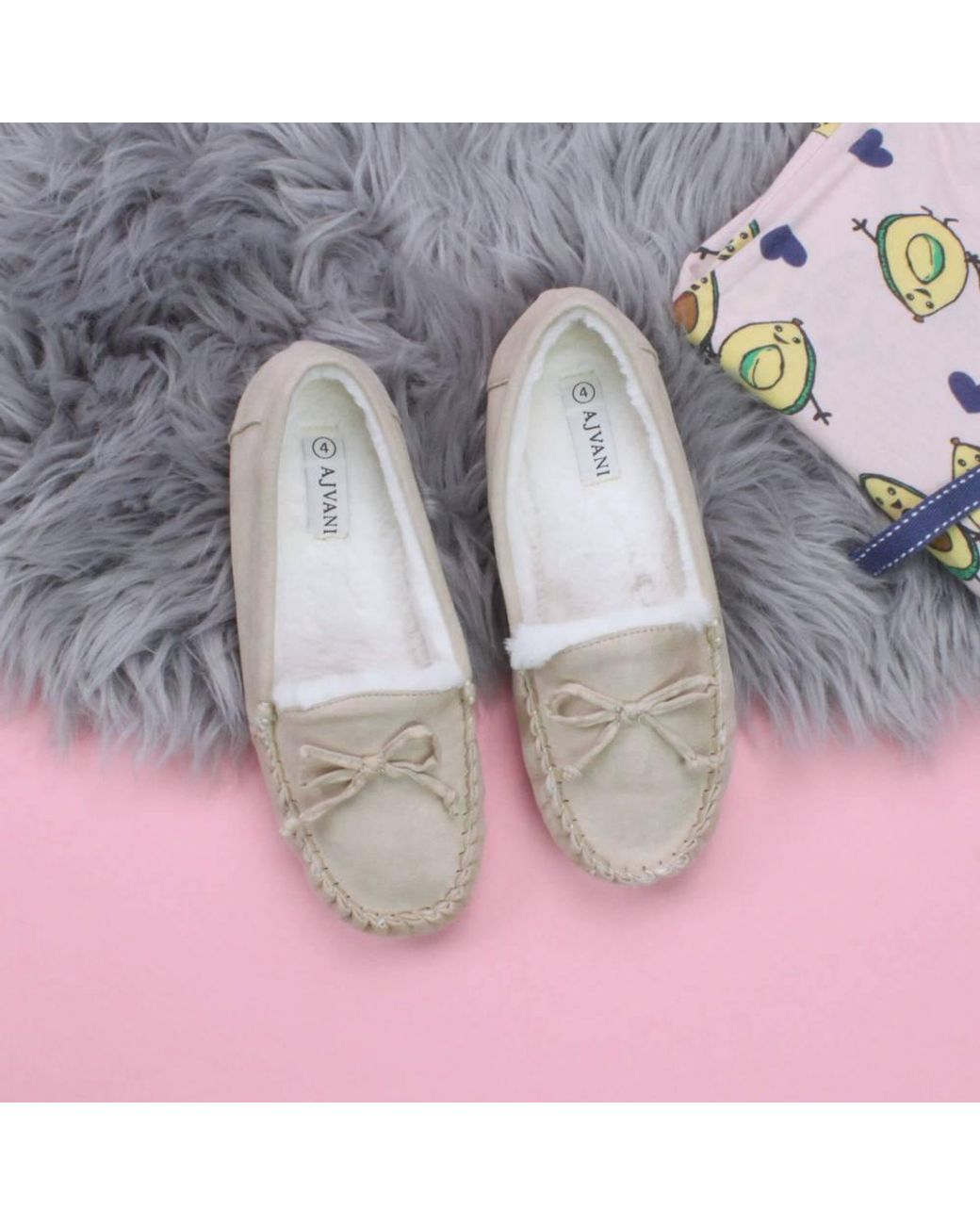 AJVANI White Flat Heel Boat Shoes Moccasins Slippers