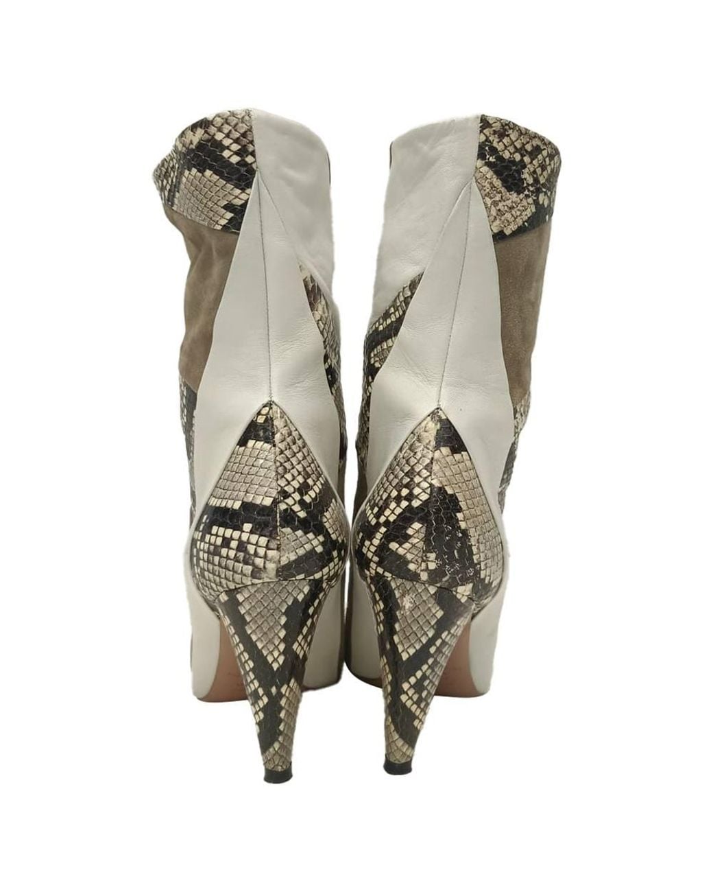 Aquazzura Gray Preloved Calder Snake-Effect Ankle Boots