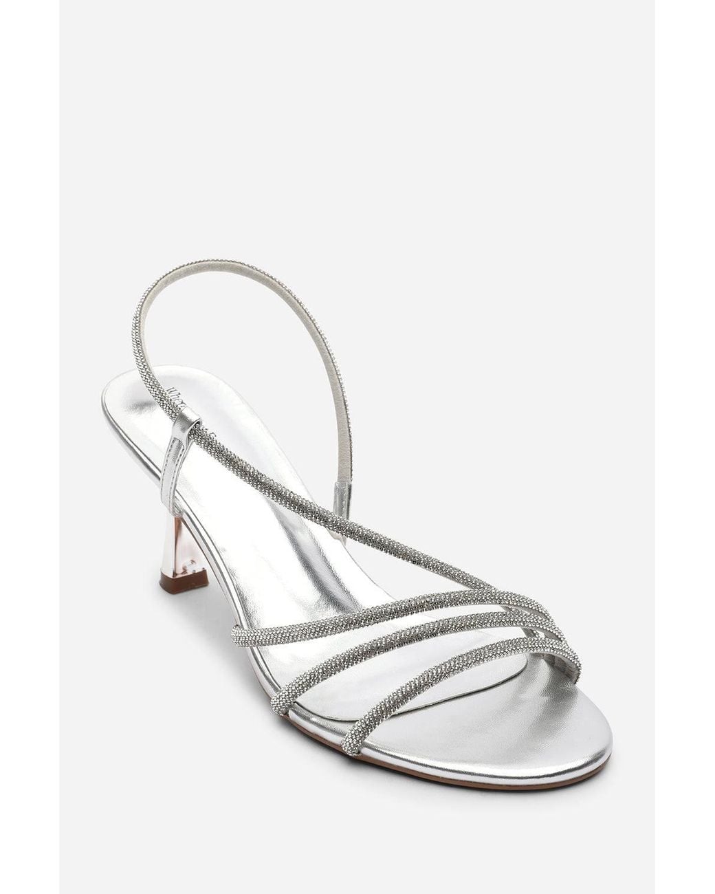 Where's That From Brown Gloria Diamante Strappy Low Heeled Sandals