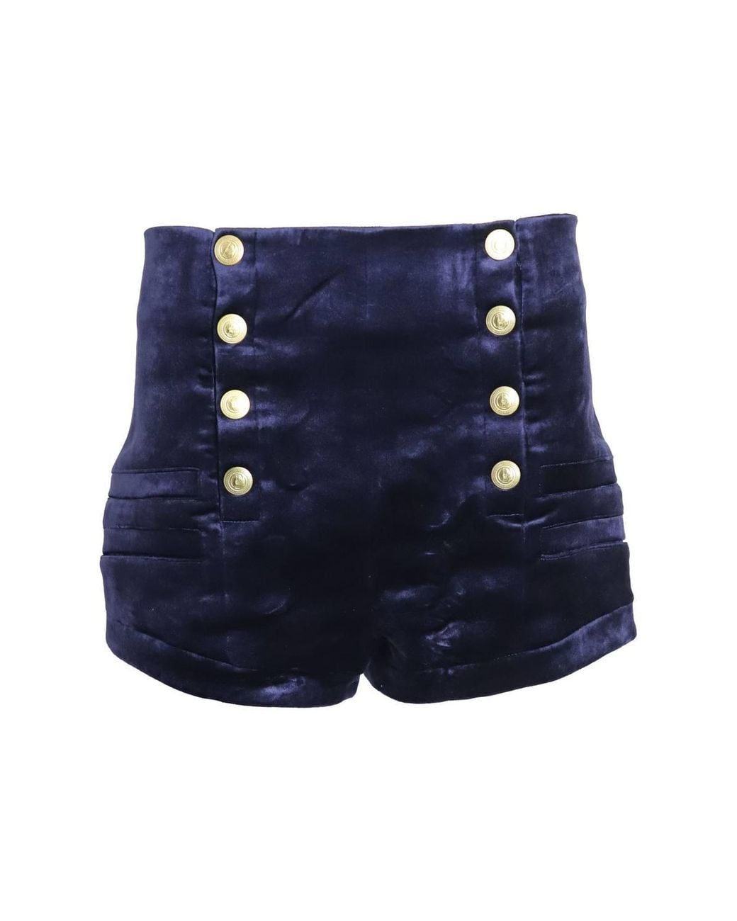 Balmain Blue Preloved Military Blazer & Shorts Set Velvet