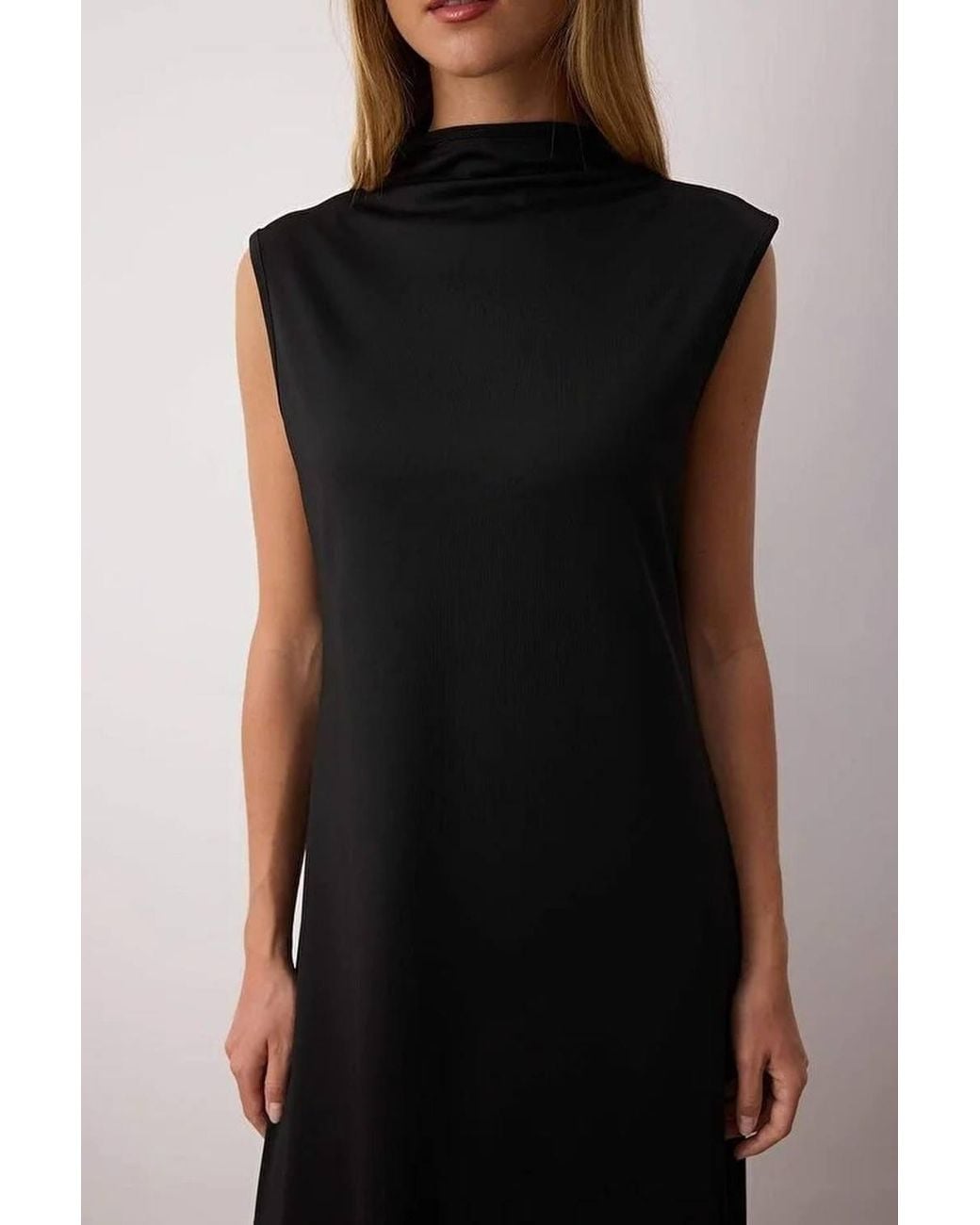 WOVCOR Black High Neck Sleeveless Relaxed Fit Maxi Dress