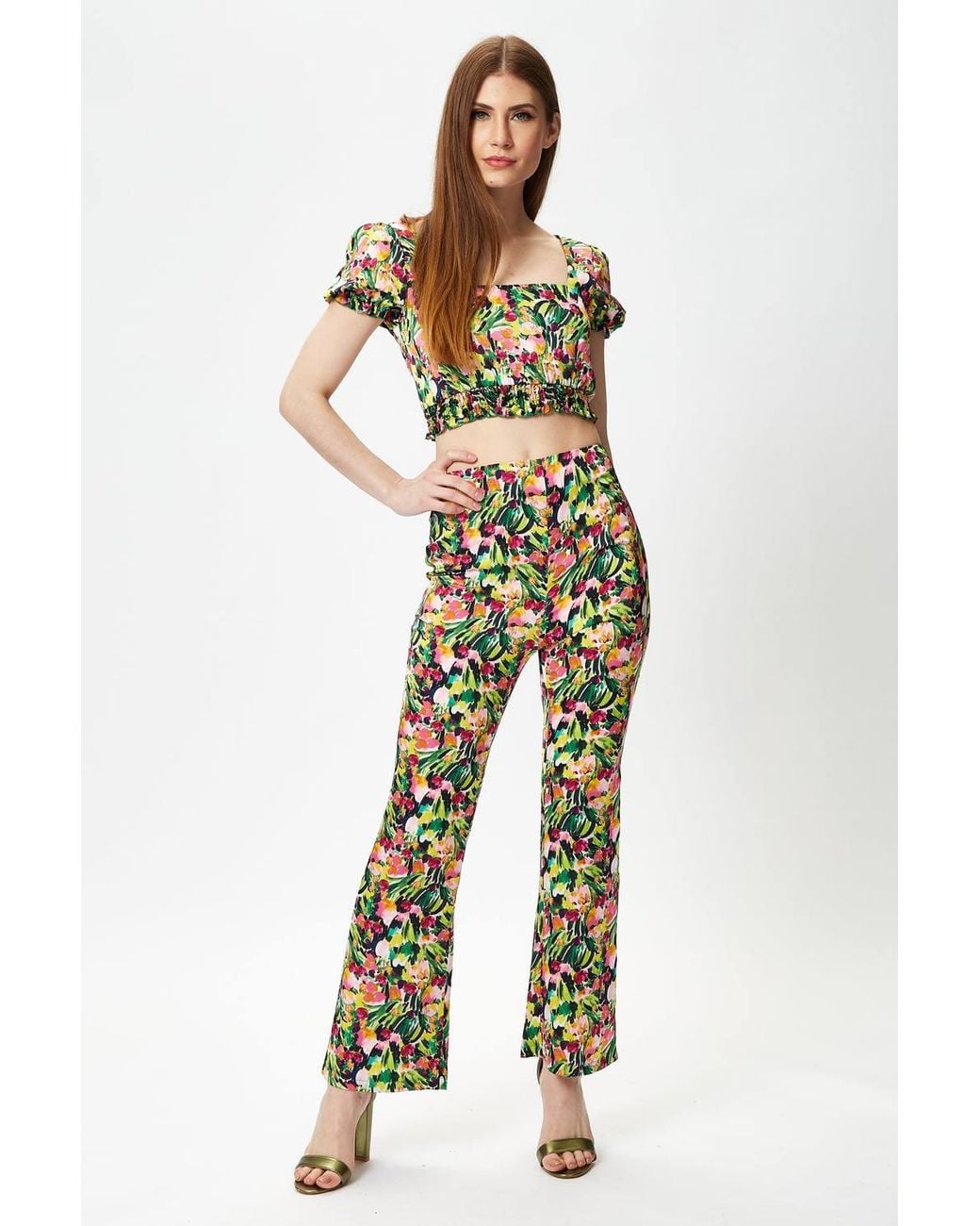 Liquorish Metallic Multicolour Floral Crop Top