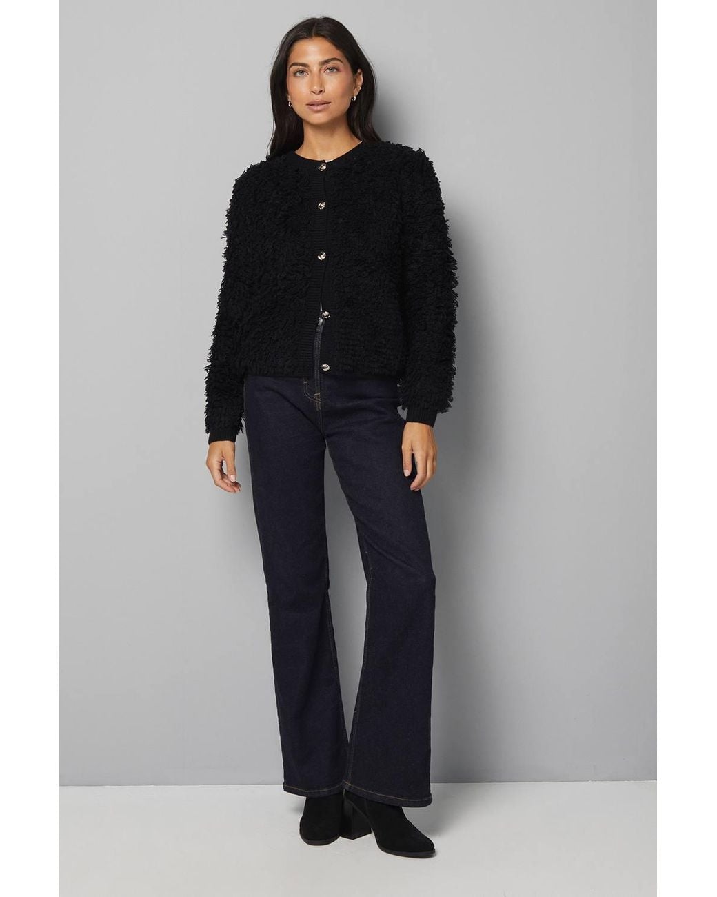 Wallis Black Loop Detail Knitted Cardigan