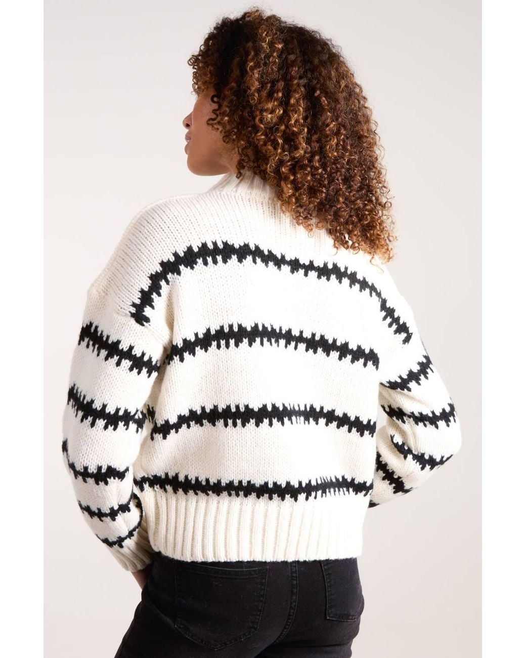 Blue Vanilla White Long Sleeve Turtleneck Jumper