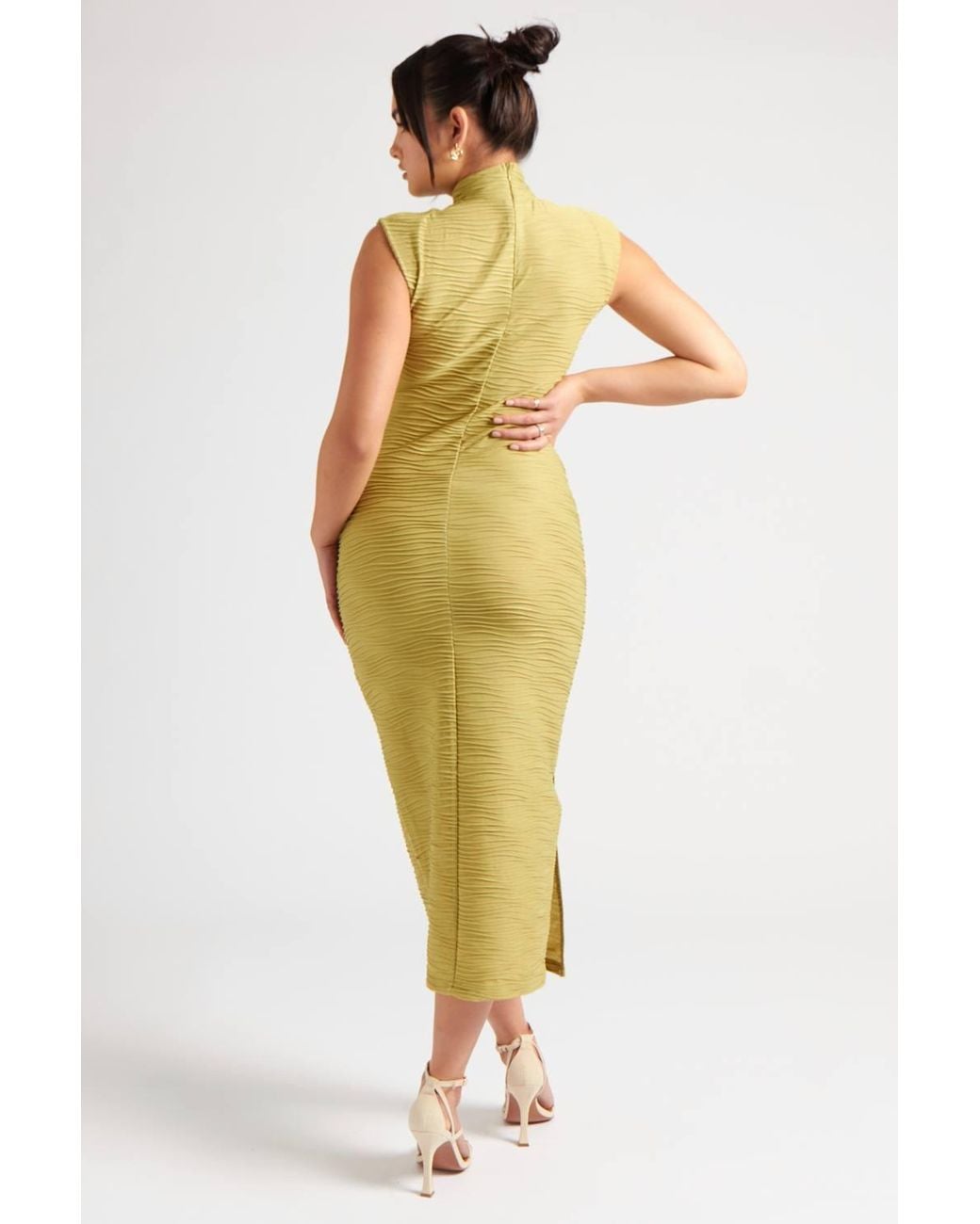 Urban Bliss Yellow Textured Midi Dress