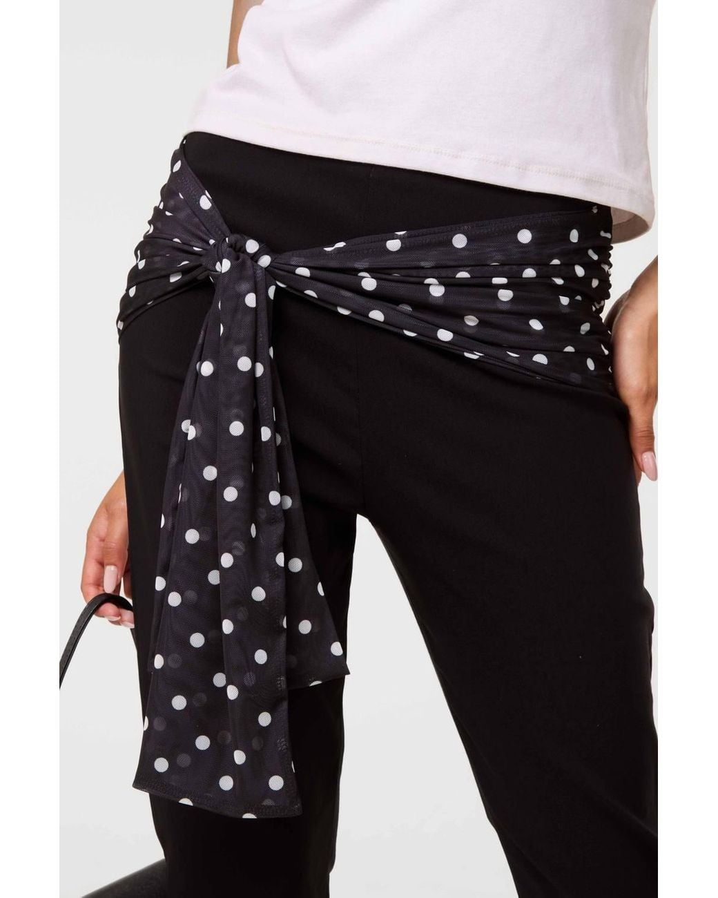 Pink Vanilla Black Mesh Polka Dot Tie Capri Pants