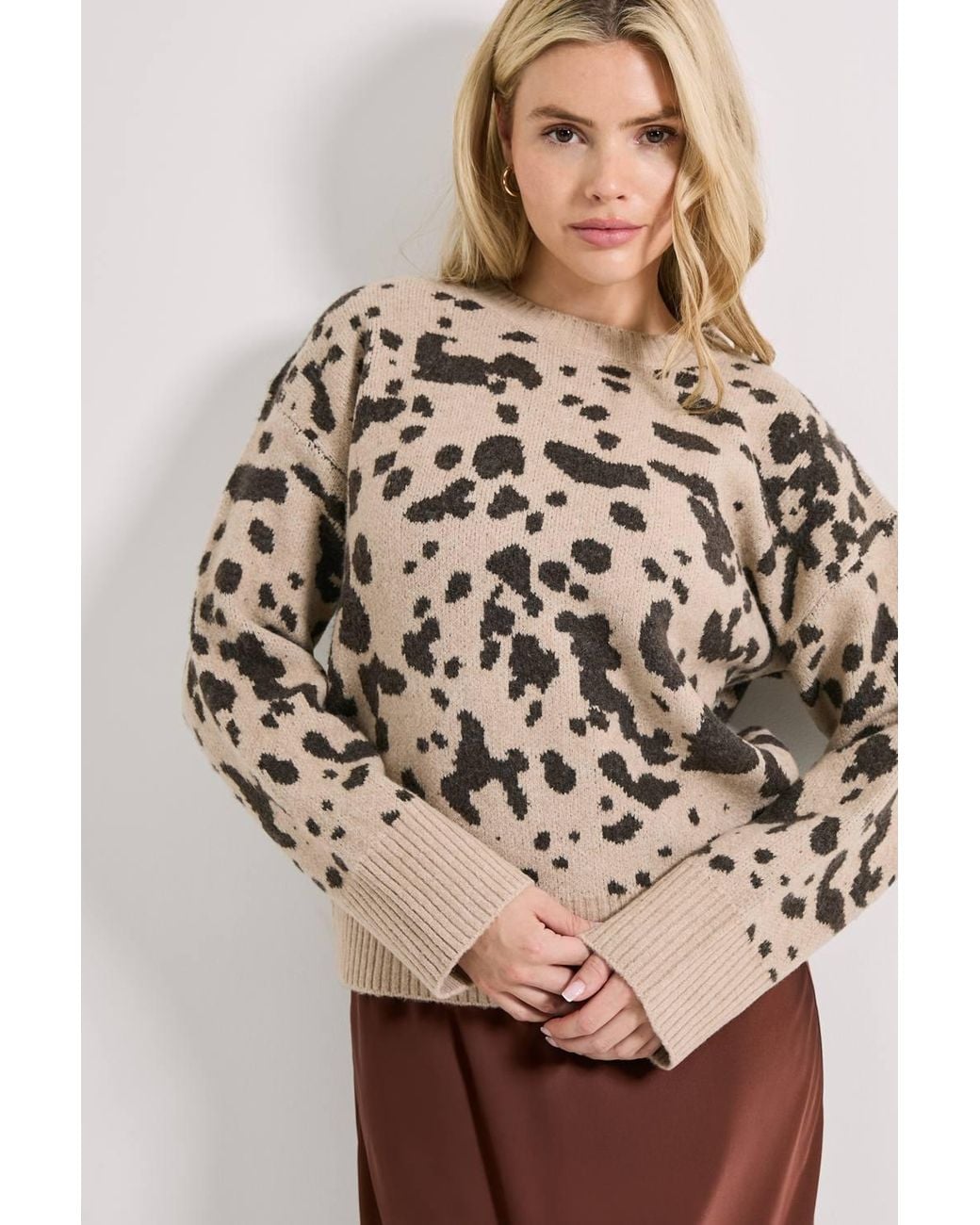 Dorothy Perkins Natural Animal Jacquard Crew Sweater