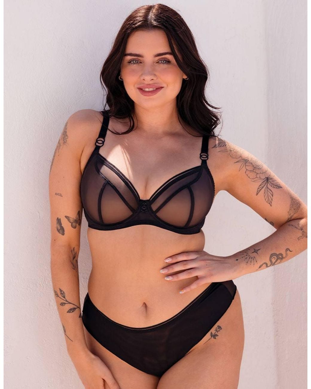 Curvy Kate Black Lifestyle Plunge Bra Wired Mesh Lingerie
