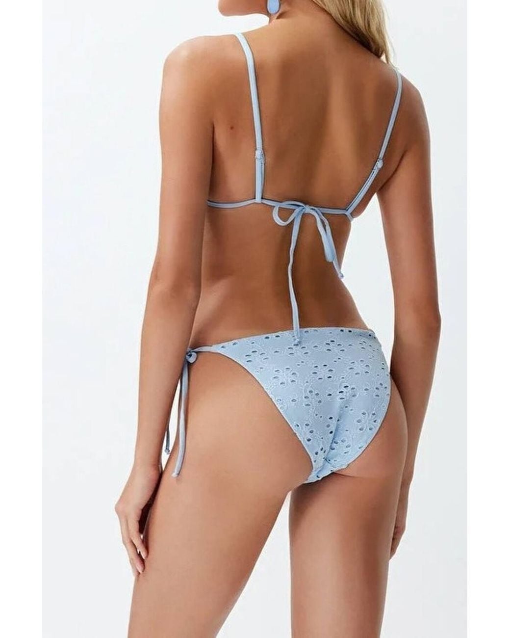 WOVCOR White Textured Triangle Bikini Set W/ Tie Side Detail