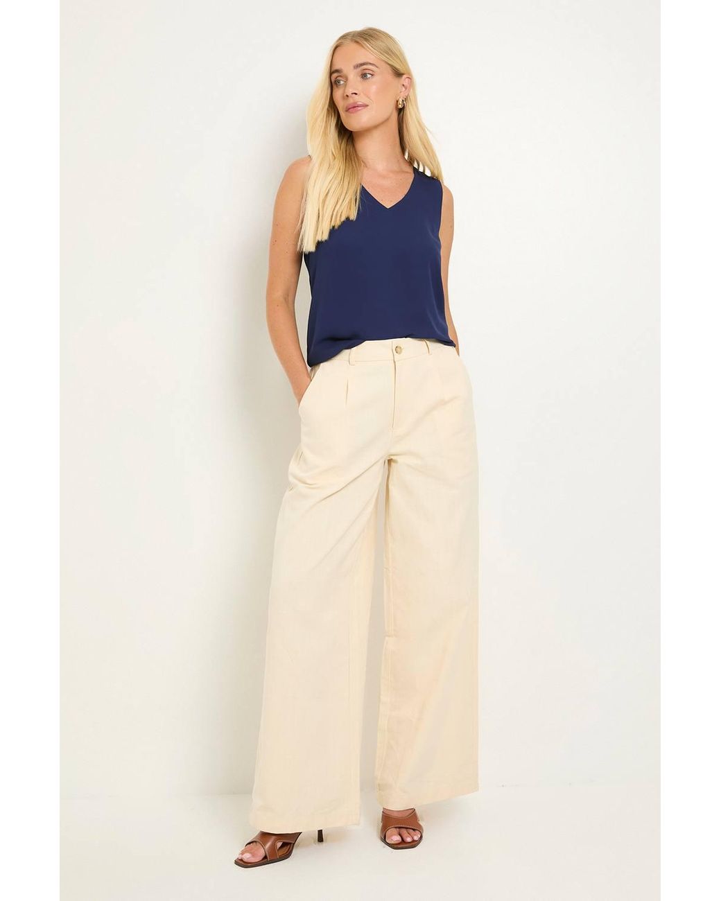 Wallis Blue Petite V Neck Cami Top