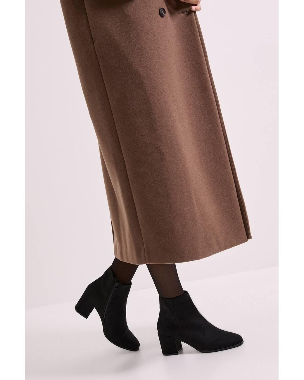 Dorothy Perkins Brown Wide Fit Morgan Round Toe Medium Block Heel Ankle Boots