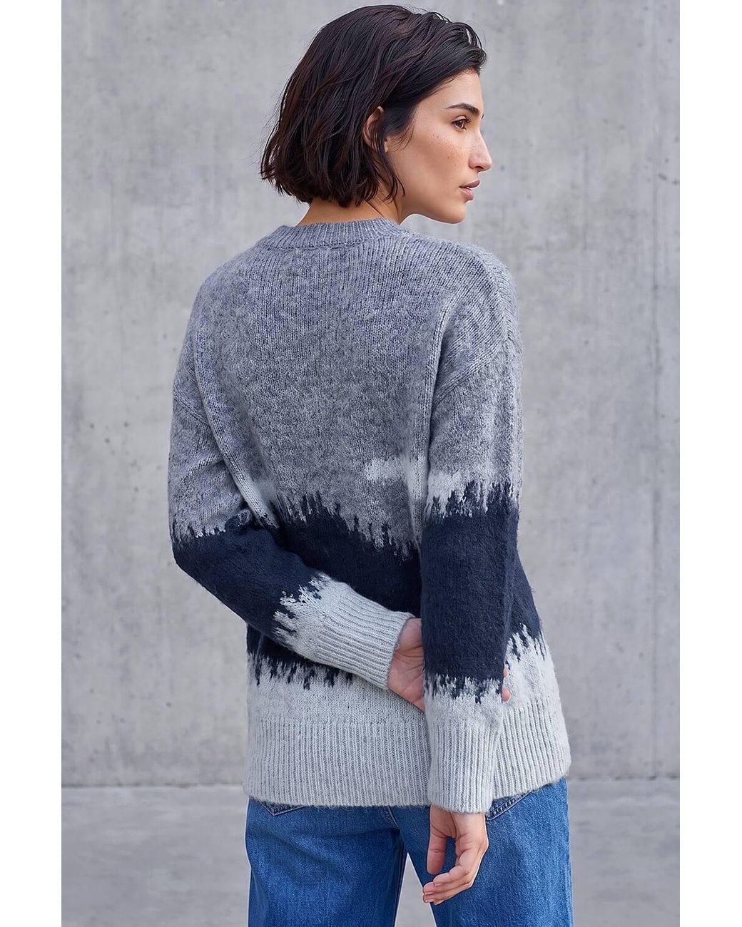 Roman Gray Petite Abstract Knit Jumper