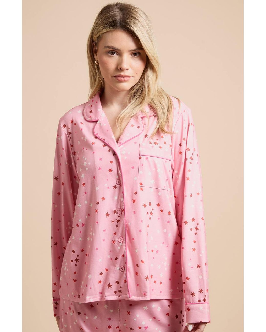 Dorothy Perkins Pink Christmas Nightwear Tipped Long Sleeve Pyjama Set