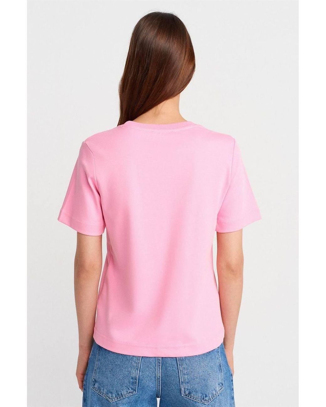 Dilvin Pink Cotton Crew Neck T-Shirt