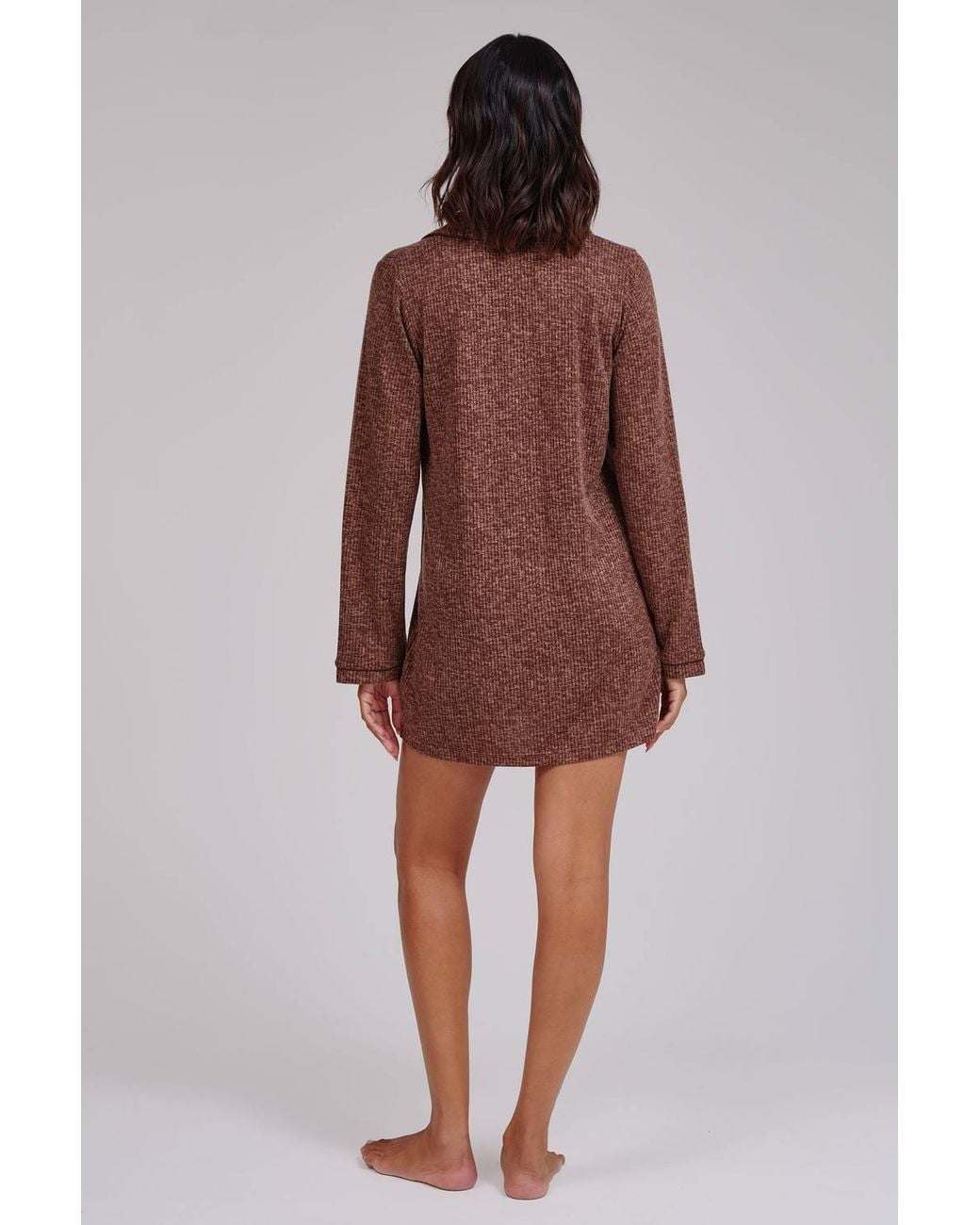 Loungeable Red Marl Brushed Knit Rib Nightie