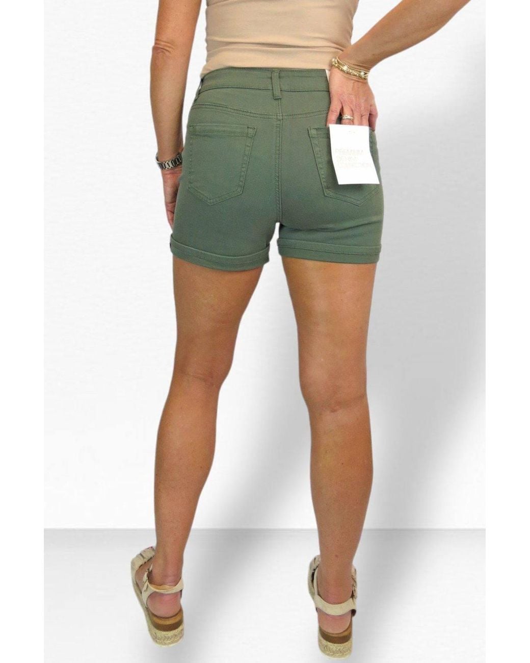 Paulo Due Green Casual Turn Up Slim Fit Shorts