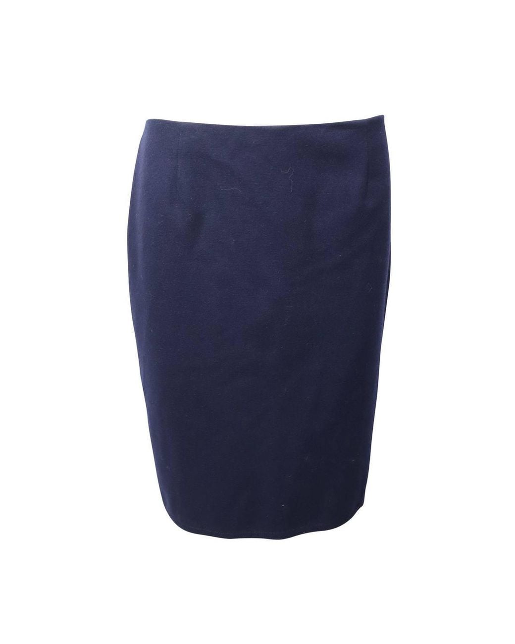 Carolina Herrera Blue Preloved Pencil Midi Skirt Wool
