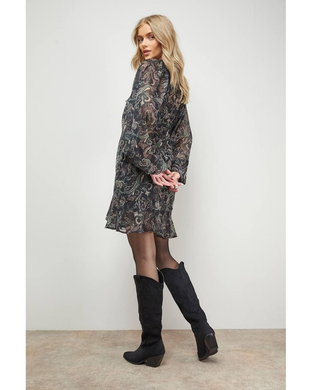 Oasis Multicolor Printed Trim Detail Batwing Mini Dress