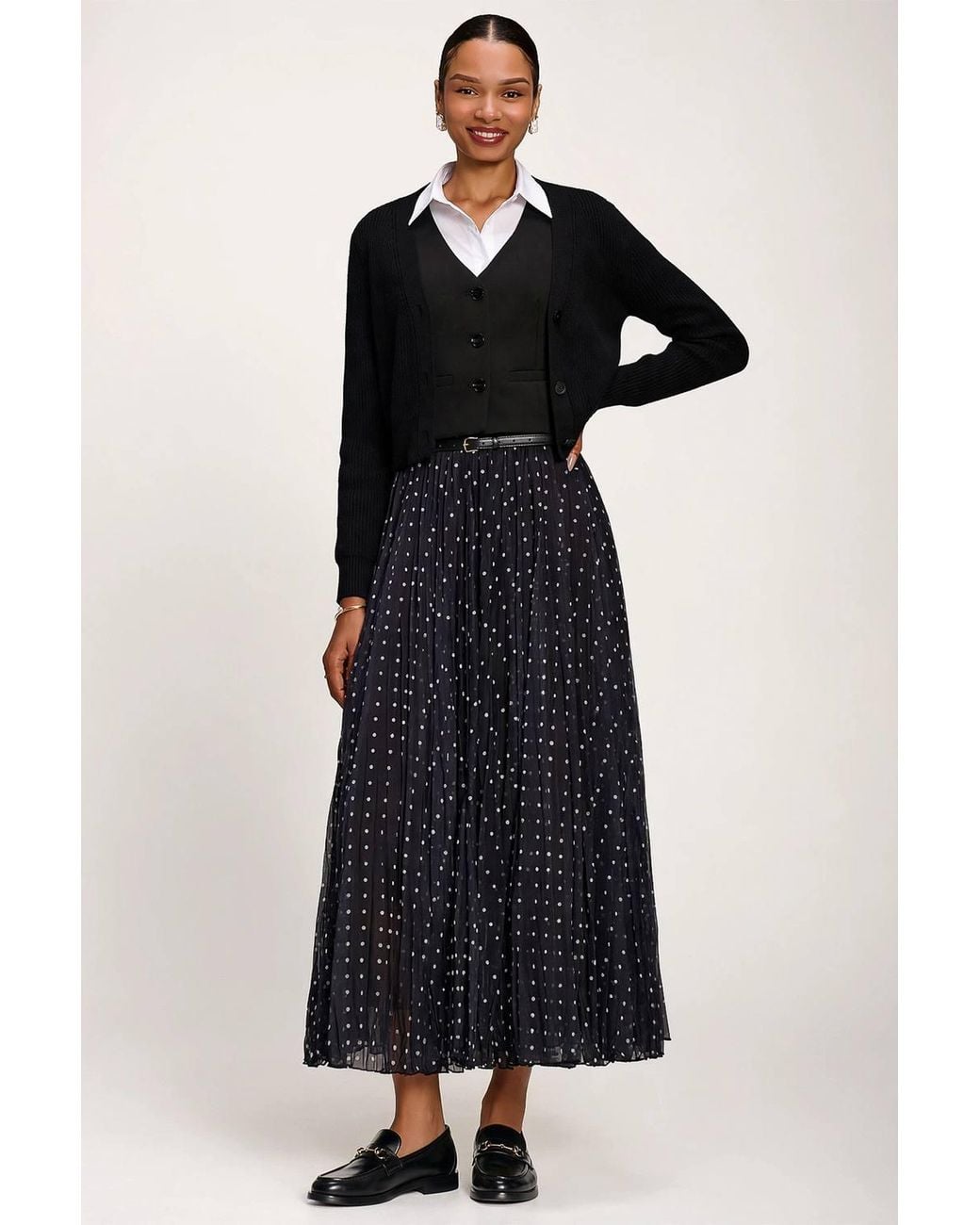 Jolie Moi Blue Spotty Crinkle Mesh Maxi Skirt