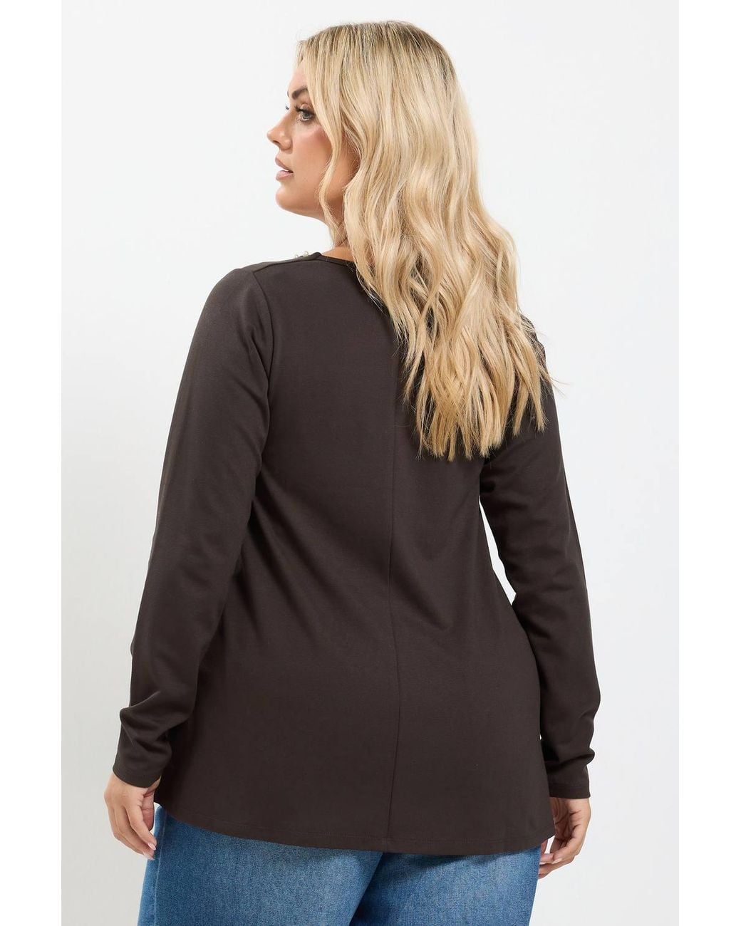 Yours Black Pearl Trim Long Sleeve Top