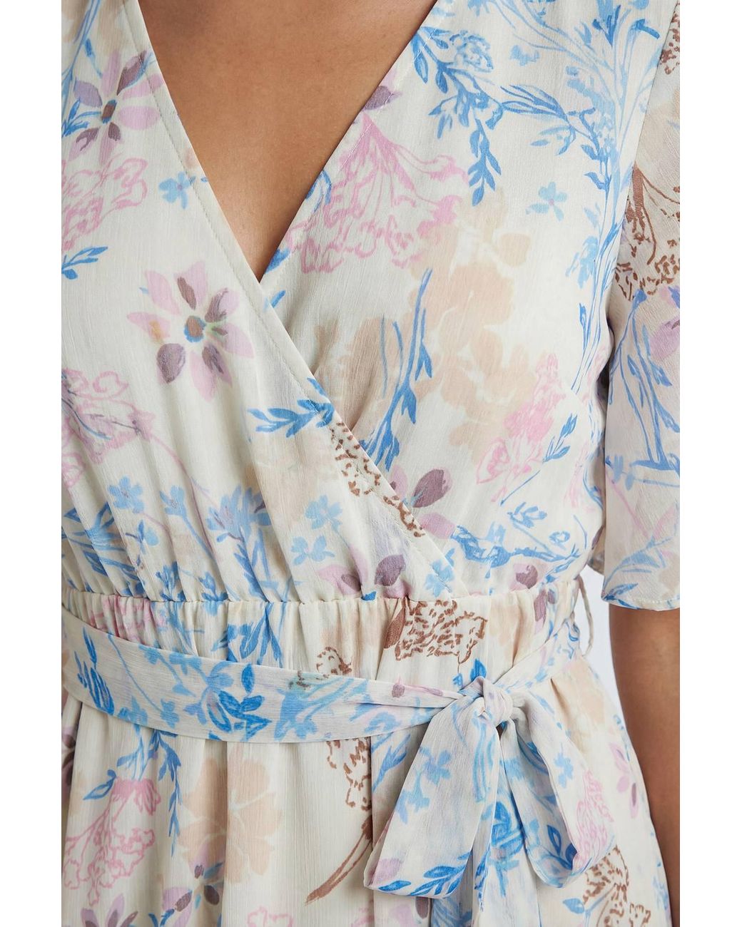 Wallis Blue Floral Print Ruffle Maxi Dress