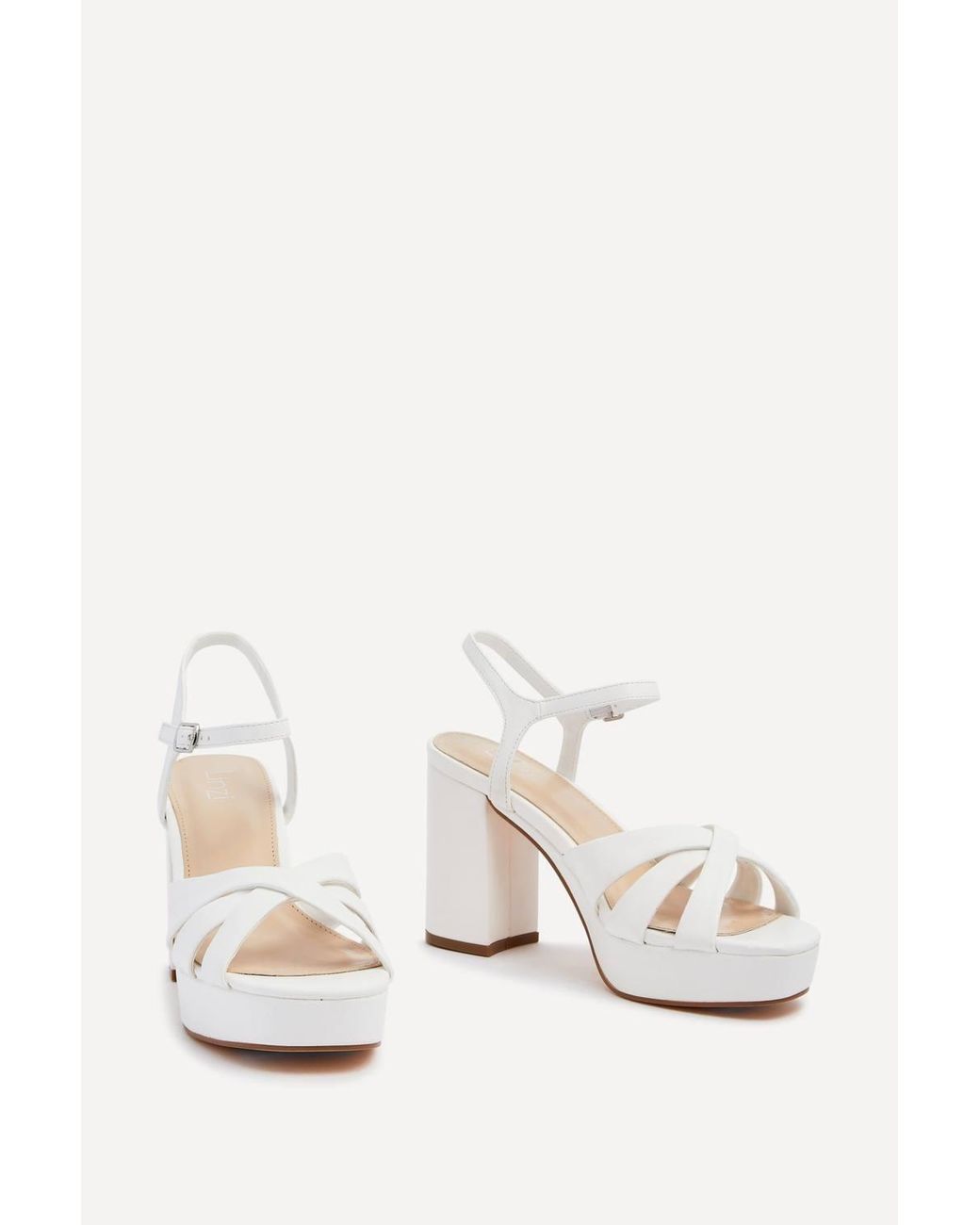 Linzi White Keliah Faux Leather Platform Heels